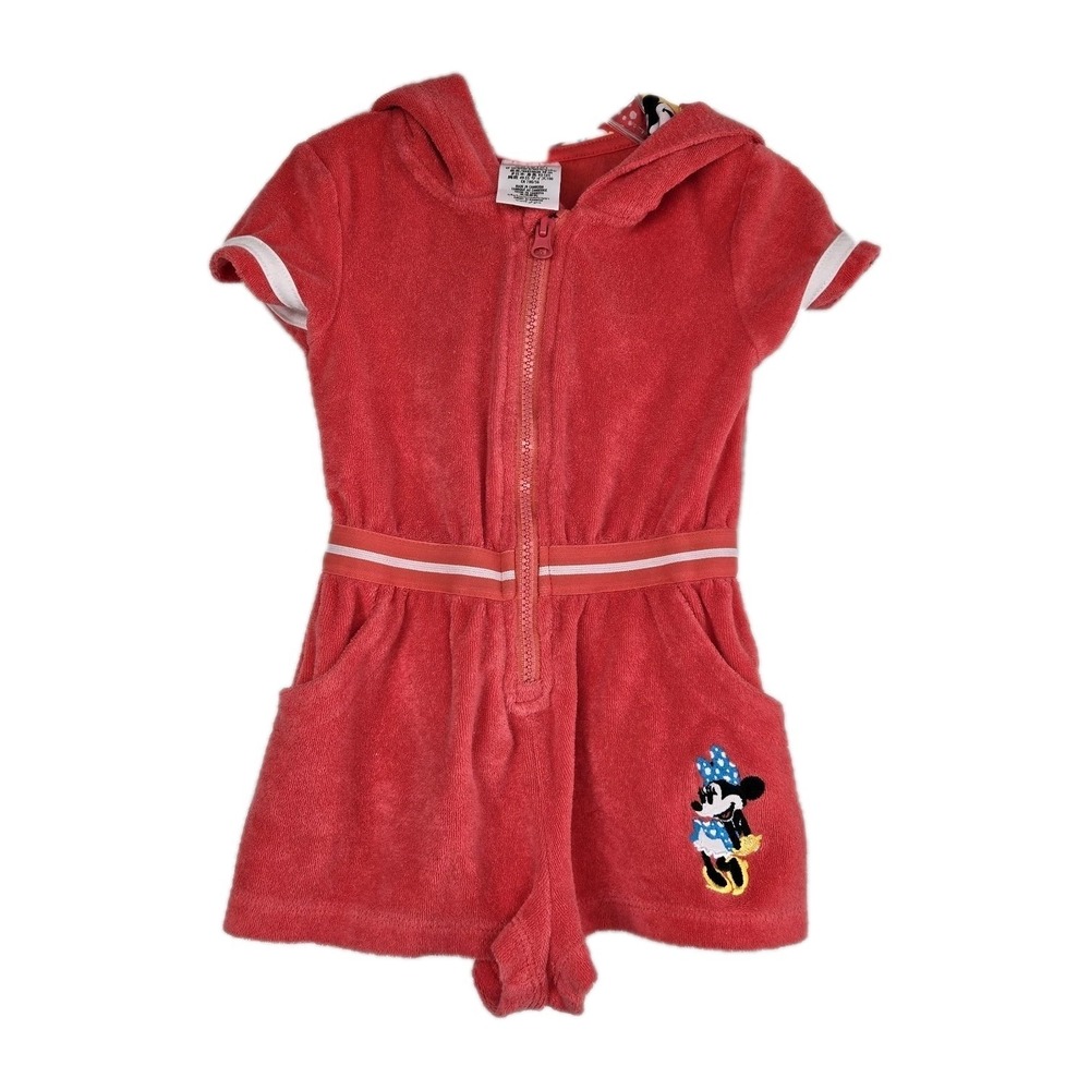 Disney Parks Girls Minnie Mouse Red hooded romper swim‎ cover-up Size 3